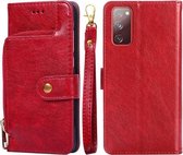 Voor Samsung Galaxy Note10 Lite/A81 Ritstas PU + TPU Horizontale Flip Leather Case met Houder & Kaartsleuf & Portemonnee & Lanyard (Rood)