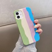 Siliconen beschermhoes met visgraatstructuur voor iPhone 11 Pro Max (regenbooggroen)