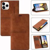 GSMNed – iPhone 11 Pro – Étui de téléphone en cuir Marron – Luxe iPhone 11 Pro – Porte-cartes – Portefeuille – Marron