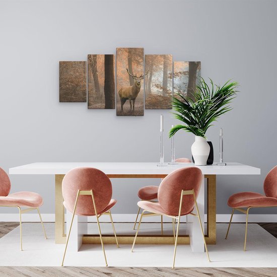 Pentaptyque Artaza - Peinture sur toile - Cerf dans la forêt - Automne - 100x50 - Photo sur toile - Impression sur toile