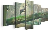 Artaza Canvas Schilderij Vijfluik Hert In Het Bos Op Een Boom - 100x50 - Foto Op Canvas - Canvas Print