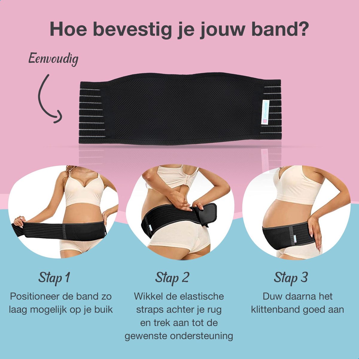 VidaMore Premium Buikband - Verstelbaar Zwangerschapsband - Tegen rugpijn en bekkeninstabiliteit – Zwangerschap – Zwangerschapscadeau - Zwart – foto 8