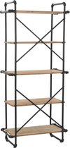 Boekenkast 80x42x180 cm massief dennenhout en staal