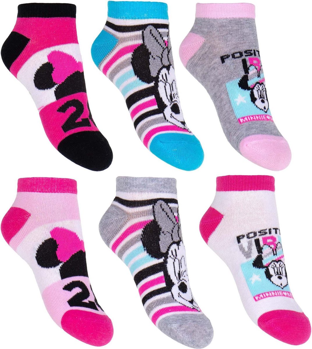 6 pack minnie mouse enkel sokken Maat 23/26
