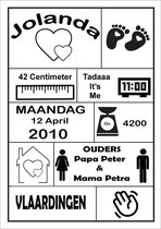 Geboorte Sticker - Raam sticker - Muur sticker - Geboortekaart - Geboorte gegevens - Jongen - meisje - Nooby.nl