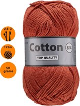 Lammy yarns Cotton eight 8/4 dun katoen garen - bruin (859) - pendikte 2,5 a 3mm - 1 bol van 50 gram