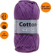 Lammy yarns Cotton eight 8/4 dun katoen garen - paars (064) - pendikte 2,5 a 3mm - 5 bollen van 50 gram