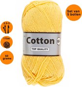 Lammy yarns Cotton eight 8/4 dun katoen garen - geel (371) - pendikte 2,5 a 3mm - 5 bollen van 50 gram