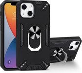 PC + TPU-beschermhoes met 360 graden draaibare ringhouder voor iPhone 13 mini (zwart)