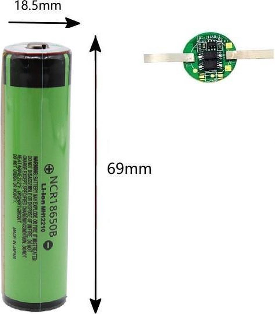 Batterie rechargeable PowerFox® 1x 18650 Lithium 3.7V 6800mAh noir