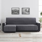 Velvet Quilt Chaise Longue Links - Bankbeschermer - 280cm breed - Grijs - Soft Touch - Anti-slip onderkant