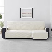 Velvet Quilt Chaise Longue Rechts - Bankbeschermer - 280cm breed - Ivoor - Soft Touch - Anti-slip onderkant