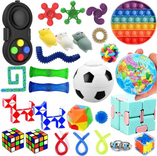 Goplay Fidget Toys Pakket - Fidget toys - 28 stuks - Fidget Toy Box - Pop it - Speed cube