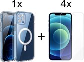 iPhone 12 Pro Max hoesje magnetisch siliconen transparant case - hoesje iPhone 12 Pro Max - 4x iPhone 12 Pro Max Screenprotector