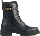 Lina Locchi Veterboots Dames / Laarzen / Damesschoenen - Leer - Slangenprint - L1085 liz - Zwart - Maat 39