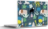 Laptop sticker - 10.1 inch - Dieren - Planten - Jungle - Blauw - 25x18cm - Laptopstickers - Laptop skin - Cover