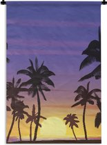 Tapisserie - Toile murale - Soleil - Palmier - Mer - 60x90 cm - Tapisserie