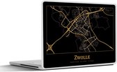 Laptop sticker - 14 inch - Stadskaart - Zwolle - Goud - Zwart - 32x5x23x5cm - Laptopstickers - Laptop skin - Cover