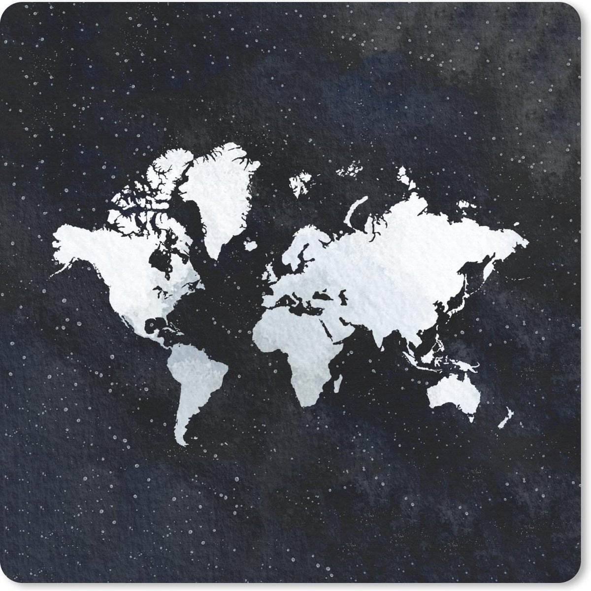 Muismat 20x20 cm - Mousepad Wereldkaart - Sterrenhemel - Wit - Muismatten