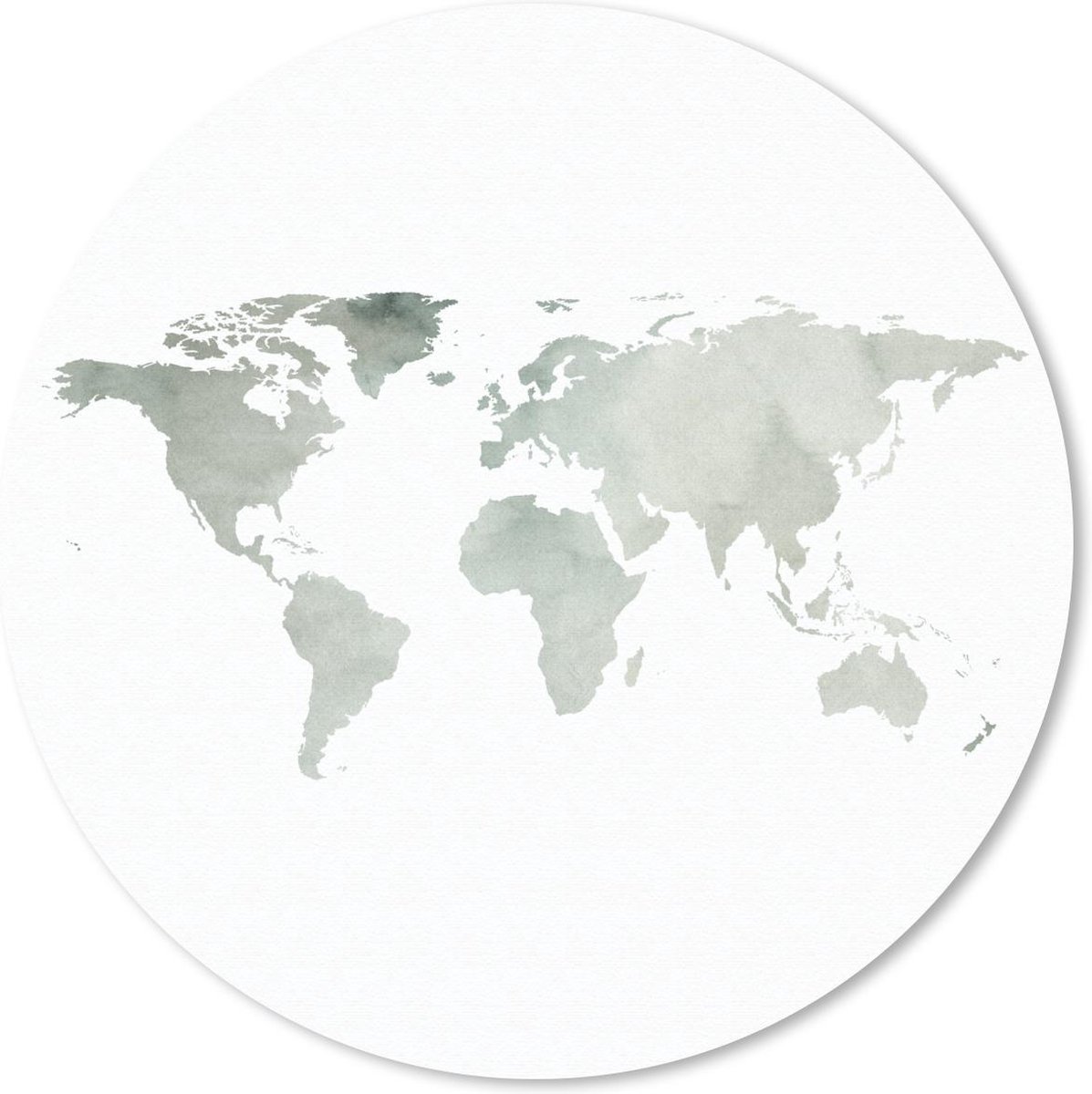 Muismat rond 20x20 cm - Mousepad Wereldkaart - Waterverf - Grijs - Ronde muismatten