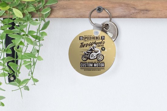 Sleutelhanger - Motor - Motorhelm - Man - Vintage - Plastic - Rond - Uitdeelcadeautjes - Mannen cadeautjes goedkoop