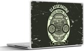 Laptop sticker - 15.6 inch - Motorfiets - Vintage - Tekening - 36x27,5cm - Laptopstickers - Laptop skin - Cover