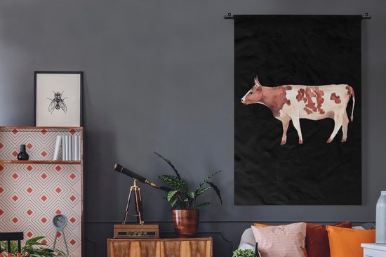 Tapisserie - Tapisserie - Vache - dessin - Marron - 120x180 cm - Tapisserie