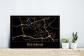 Wanddecoratie Metaal - Aluminium Schilderij Industrieel - Kaart - Rotterdam - Luxe - Goud - Zwart - 30x20 cm - Dibond - Foto op aluminium - Industriële muurdecoratie - Voor de woonkamer/slaapkamer