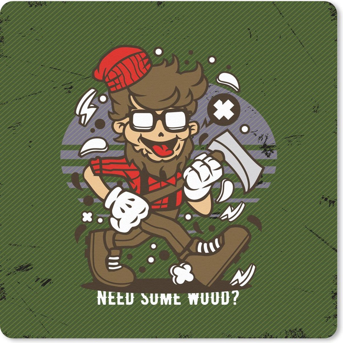 Muismat 20x20 cm - Mousepad Vintage - Bijl - Bril - Muismatten