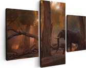 Artaza - Triptyque de peinture sur toile - Éléphant dans la forêt - 90x60 - Photo sur toile - Impression sur toile