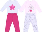 2x Grijs-roze pyjama met sterren