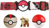 BANDAI Pokémon - Riem + Poké Ball + Chrono Ball + 5 cm Caninos beeldje