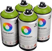 MTN Groene waterbasis spuitverf - Brilliant Light Green - 4 stuks - 300ml lage druk en matte afwerking