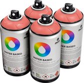 MTN Rode waterbasis spuitverf - Cadmium Red Light - 4 stuks - 300ml lage druk en matte afwerking