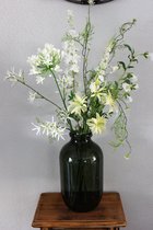 Zijde Boeket - Stralend wit - diverse Bloemen 75 cm hoog - Kunstbloemen