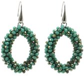 Dielay - Oorbellen met Glaskralen - Facet Geslepen - Oorhangers - 4,5x3,5 cm - Groen