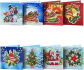 C&C 8 3D Diamond Painting Kerstkaarten - 15x15cm - Christmas kaarten met enveloppen - Diamond painting complete set