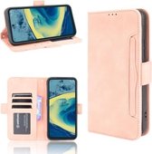 Voor Nokia XR20 Huid Voelen Kalf Patroon Horizontale Flip Lederen Case met Houder & Kaartsleuven & Fotolijst (Roze)