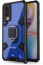 Voor OnePlus Nord 2 5G Space PC + TPU Schokbestendige hoes met ringhouder (blauw)
