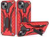 Schokbestendige TPU + pc-beschermhoes met houder voor iPhone 13 mini (rood)