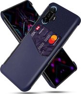 Voor Xiaomi Redmi K40 Gaming Doek Textuur PC + PU lederen achterkant Schokbestendig hoesje met kaartsleuf (blauw)