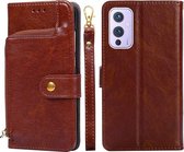 Ritstas PU + TPU Horizontaal Flip Leren Hoesje met Houder & Kaartsleuf & Portemonnee & Lanyard Voor OnePlus 9 (Bruin)