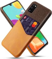 Voor Samsung Galaxy A41 Doek Textuur PC + PU lederen achterkant Schokbestendig hoesje met kaartsleuf (oranje)