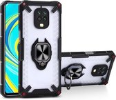 Matte TPU + PC magnetische schokbestendige hoes met ringhouder voor Xiaomi Redmi Note 9S (zwart)