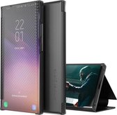 Voor Samsung Galaxy S21 5G Koolstofvezel Textuur Bekijk Tijd Horizontale Flip Lederen Case met Houder & Touch Call Display ID (zwart)