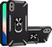 PC + TPU-beschermhoes met 360 graden draaibare ringhouder voor iPhone X / XS (grijs)