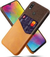 Voor Samsung Galaxy M20 Doek Textuur PC + PU lederen achterkant Schokbestendig hoesje met kaartsleuf (oranje)