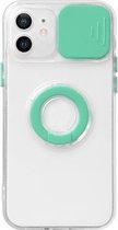 Sliding Camera Cover Design TPU-beschermhoes met ringhouder voor iPhone 13 mini (groen)