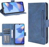 Voor OPPO A16 Skin Feel Kalf Patroon Horizontale Flip Lederen Case met Houder & Kaartsleuven & Fotolijst (Blauw)