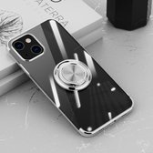 Galvaniserende siliconen schokbestendige hoes met ringhouder voor iPhone 13 Pro (zilver)